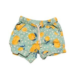 Girls Wonder Nation Mint Green Lemon Print Drawstring Shorts Size 6